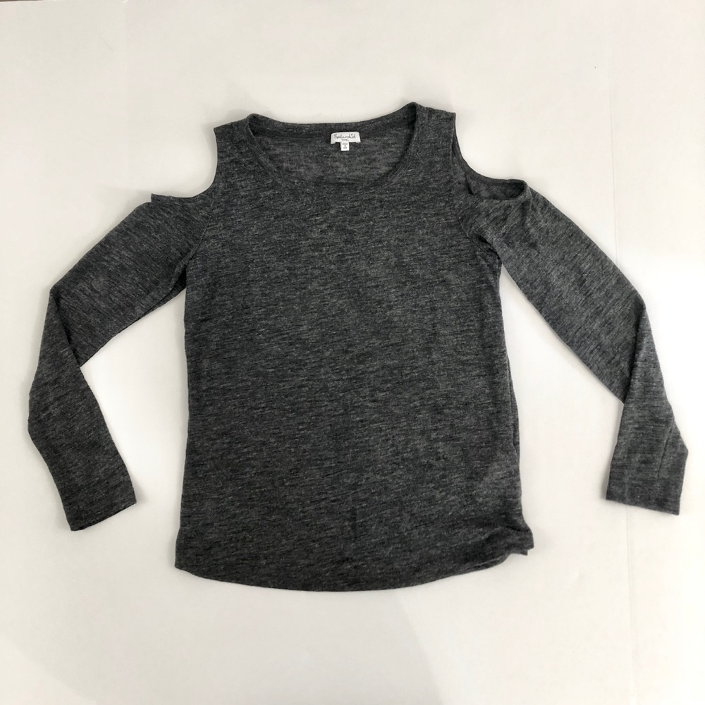 SPLENDID Melange Cold Shoulder Top Charcoal S